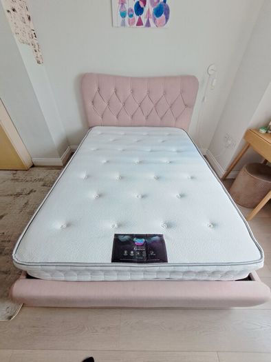 Pink Double bed frame and quality mattress