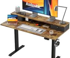 Electric Standing Desk with Drawers 120 x 60 cm, Stable Sit-Stand Desk with Memory Control