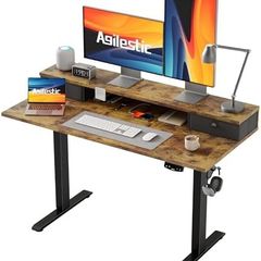 Electric Standing Desk with Drawers 120 x 60 cm, Stable Sit-Stand Desk with Memory Control