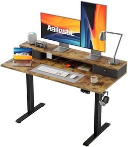 Electric Standing Desk with Drawers 120 x 60 cm, Stable Sit-Stand Desk with Memory Control