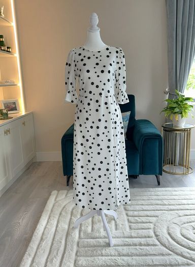 Brand-new Ladies White & Black Polka Dot Dress from River Island