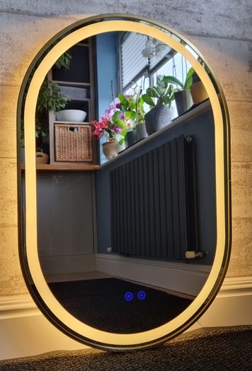 LED Bathroom Mirror Oval Gold Frame Antifog Fog Free Dual LED