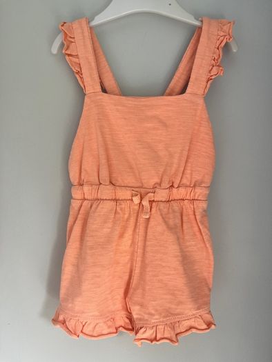 Mango baby cotton shorts peach jumpsuit Sz 12-18mths EUC