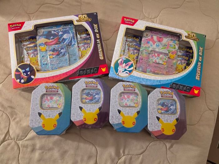 Pokemon TCG: 30th Celebration EX Tins and boxes Sylveon and Greninja