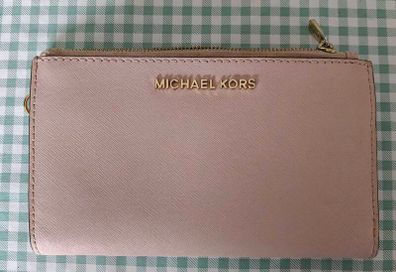 Michael Kors MK Jet Set Travel Double Zip Phone Wristlet Wallet - Powder Blush