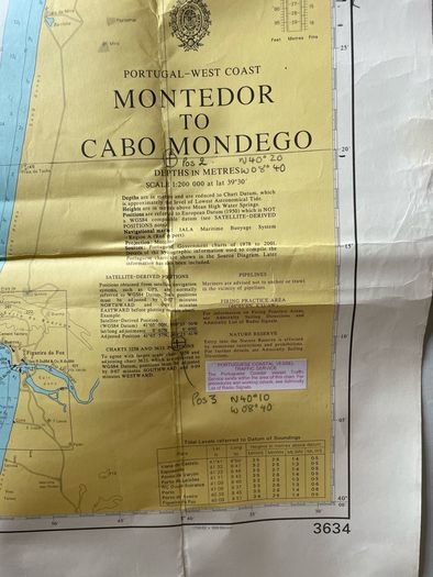 Nautical chart: Portugal West Coast - Montedor to Cabo Mondego
