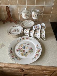 Arklow Pottery Ireland 21 Piece Teaset Bird of Paradise