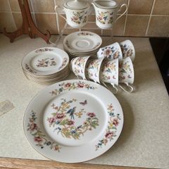Arklow Pottery Ireland 21 Piece Teaset Bird of Paradise