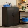 Multi-Purpose Cabinet, Desk Cabinet with 2 Doors, Lockable Cabinet,Steel Storage Cabinet with 2 Height Adjustable Shelves,Metal Storage Cabinet for Office,Garage and Workshop Black Image 2