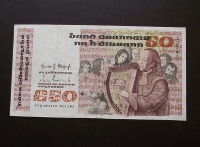 1982 Central Bank of Ireland 50 Pounds. B Series