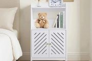 3-Tier Bathroom Storage Cabinet,Freestanding Organizer with Doors and Shelves,Small White Floor Cabinet for Bathroom,Toilet,Office,Living Room,Kitchen,Hallway Small Space