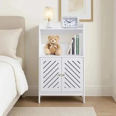 3-Tier Bathroom Storage Cabinet,Freestanding Organizer with Doors and Shelves,Small White Floor Cabinet for Bathroom,Toilet,Office,Living Room,Kitchen,Hallway Small Space