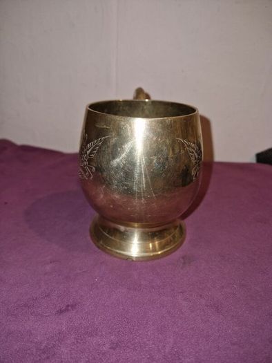 Brass Mug with foilage engraved design