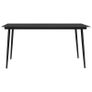 Garden Dining Table Black 150x80x74 cm Steel and Glass Image 2