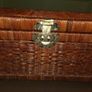 Mid Century Wicker and Rattan Storage Chest with Engraved Brass hardware Image 2