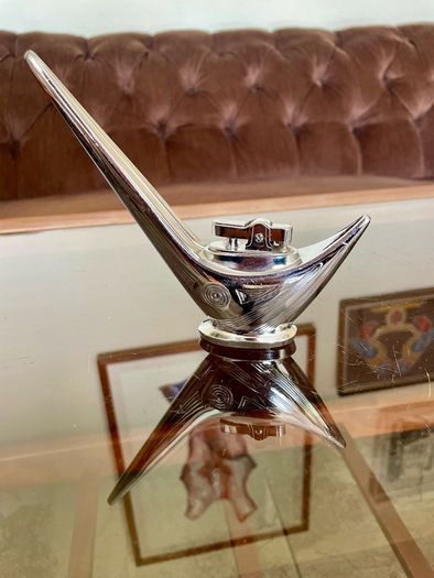 Rare Uber Vintage Retro Lighter 1960s Chrome Steel with Art Deco Geometric Design