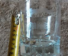 Nice whisky tumbler,  greyhound and mick etched on it