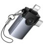 Hoco UA46D Victory iP Male / Type-C Male to USB Female 2-In-1 Adapter Metal Gray Image 3