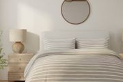 Double Duvet Cover Set with Pillowcases| Drawn Stripe Natural