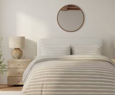 Double Duvet Cover Set with Pillowcases| Drawn Stripe Natural