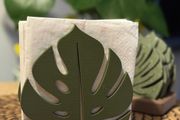 Monstera Leaf Coaster Set &amp; Napkin Holder Botanical Home Decor