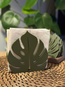 Monstera Leaf Coaster Set & Napkin Holder Botanical Home Decor