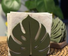 Monstera Leaf Coaster Set & Napkin Holder Botanical Home Decor