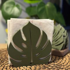 Monstera Leaf Coaster Set & Napkin Holder Botanical Home Decor