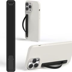 SleekStrip SleekGrip-Essential Ultra Thin Phone Grip Stand,Slim Metal Finger Loop Ring Hand Holder Strap Cell Phone Grips for iPhone 16 Pro Max,17 Air,Android,Case Back - Black x Jet Black