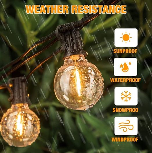 Outdoor Lights Mains Powered, 31FT/9.5M Garden Lights, 25+4(Spare) Bulbs Outdoor String Lights, Waterproof Festoon Lights Outdoor, Outside Lights for Garden Christmas Gazebo Party