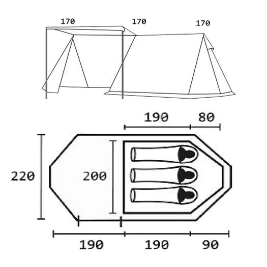 3 Man House Tent Waterproof Camping Tent