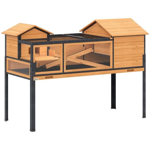 Turtle house, small pet enclosure, 2 rooms, 2 floors, windows, ramps, accessories, wood, steel, yellow