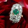 Vintage 1940s Emerald & Diamond Ring - Rose Gold Image 4