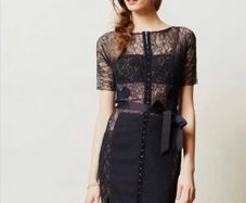 Designer Byron Lars Beguile Carissima Sheath Navy Blue Pencil Dress