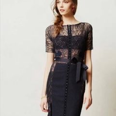 Designer Byron Lars Beguile Carissima Sheath Navy Blue Pencil Dress
