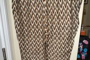 Matalan Papaya Beige with Cream Beige Brown and Black Zig Zag Pattern Tapered Trousers