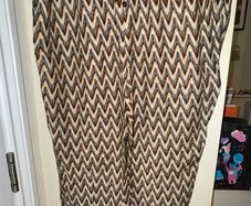 Matalan Papaya Beige with Cream Beige Brown and Black Zig Zag Pattern Tapered Trousers