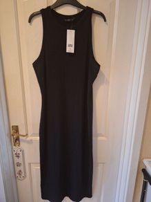 Dress/Black Racer Midaxi Slim Fit Dress .. Size: 2O UK