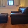 Leather armchair with matching footstool Image 3