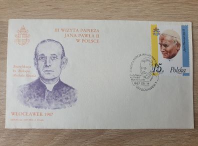 Poland First Day Cover 1987 3rd Visit of Pope John Paul II to Wloclawek/Poland - free standard postage