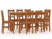 9 Piece Dining Set Pinewood Honey Brown
