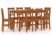 9 Piece Dining Set Pinewood Honey Brown