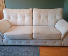 3-seater sofa and 2 matching armchairs, cream fabric