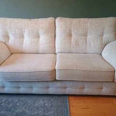 3-seater sofa and 2 matching armchairs, cream fabric