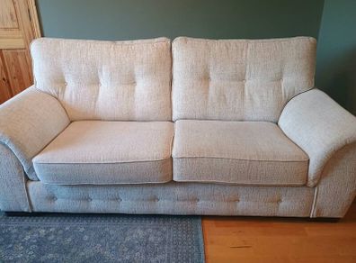 3-seater sofa and 2 matching armchairs, cream fabric