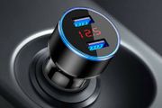 3.1A Fast Chargeing Dual Ports USB Car Cigarette Charger Lighter Digital LED Voltmeter 12V/24V Mobile Phone