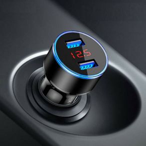 3.1A Fast Chargeing Dual Ports USB Car Cigarette Charger Lighter Digital LED Voltmeter 12V/24V Mobile Phone