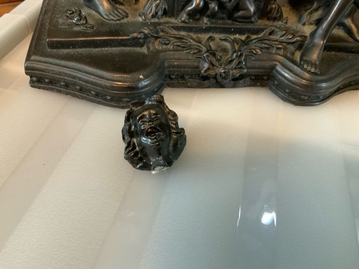 Clock, figures, Display Cabinet