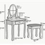 Bedroom Furniture Pink Dressing Table 3-Drawer Makeup Dresser Set with Stool Oval Mirror Image 3