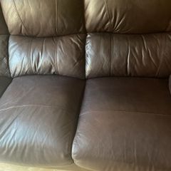 Brown leather sofa